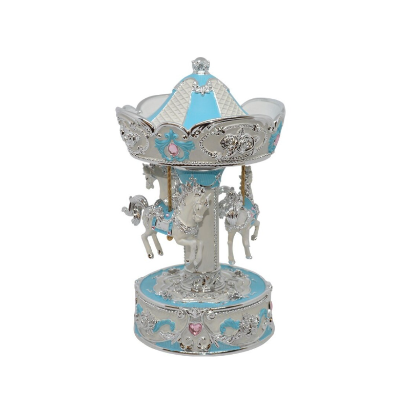 Carrossel Musical Médio Azul e Prateado 20 cm