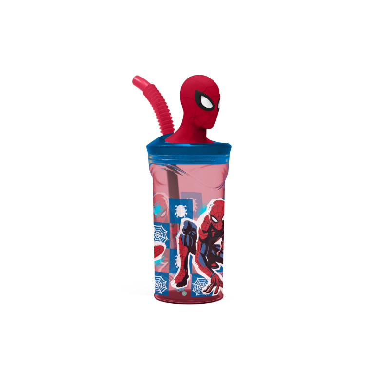 Copo Spider Man  C/Palinha e Tampa 3D 360ml
