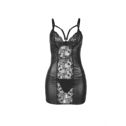 Vestido + Tanga Couro Preto
