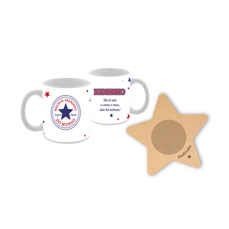 Caneca estrela "Melhor padrinho do mundo"