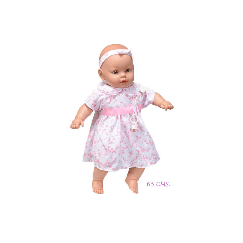 Boneco Careca Risitas c/chupeta sons 65cm