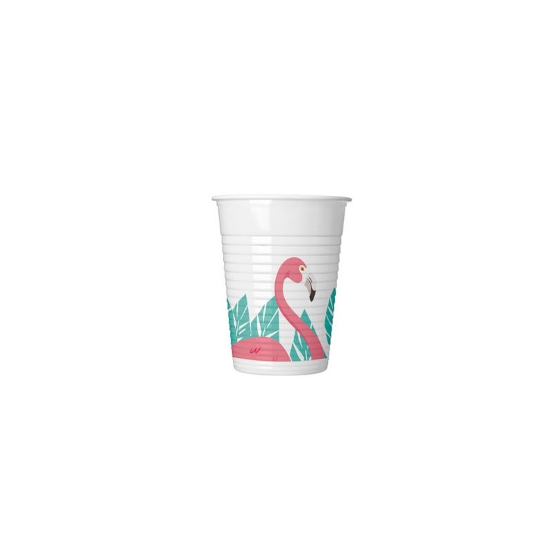Copos plásticos 200ml Festa Flamingo 8 unid