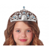 Tiara de prata com coroa e pedras azuis princesa