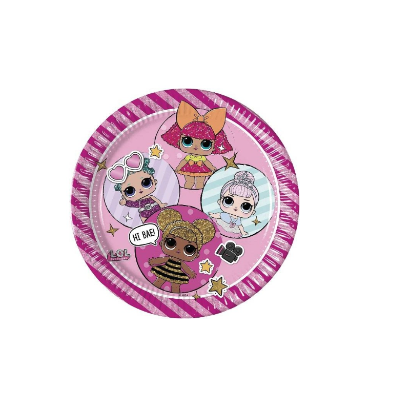 Pratos Festa LOL Surprise Purpurina 23 cm