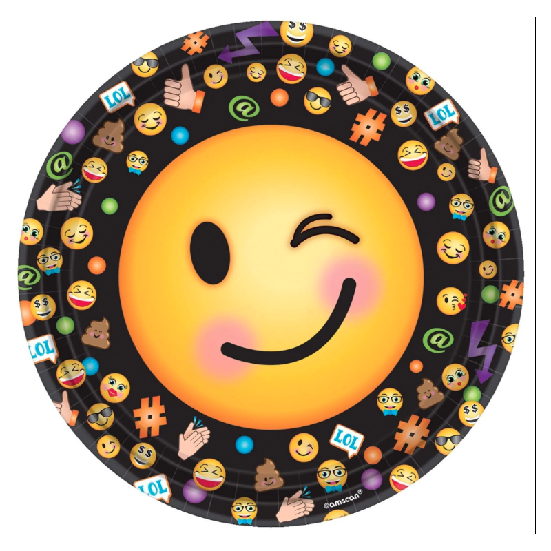Pratos de Papel 23cm Festa Emoji