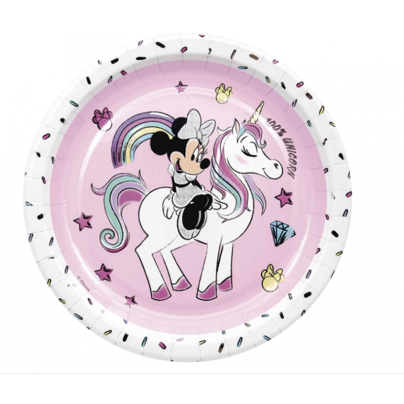 Pratos de Papel 23cm Festa Minnie Unicórnio