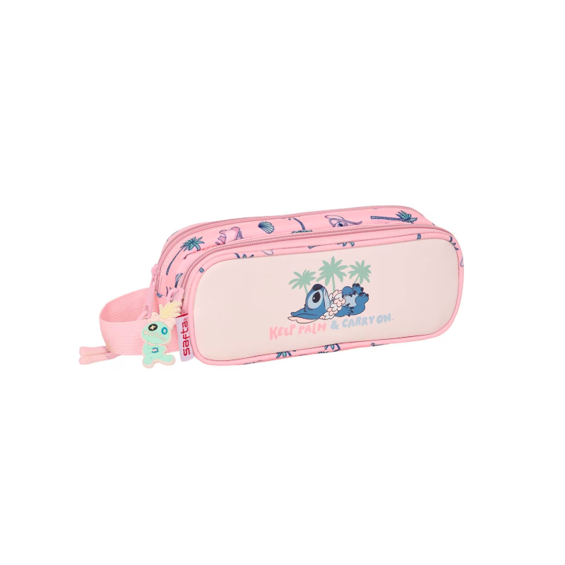 Estojo duplo Safta Lilo & Stitch rosa pastel