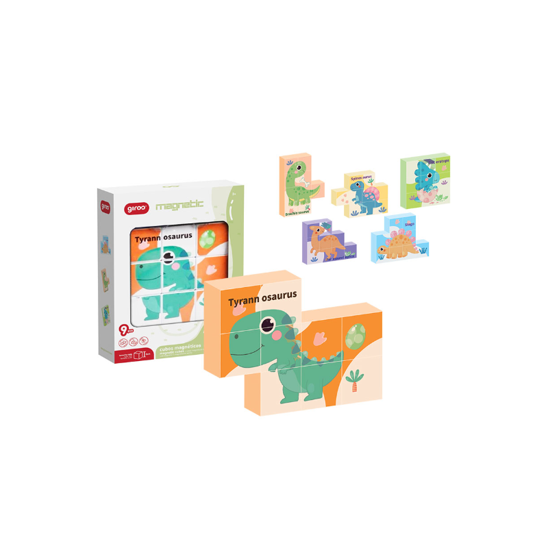 Puzzle 9 Cubos Magnéticos 6 Dinos