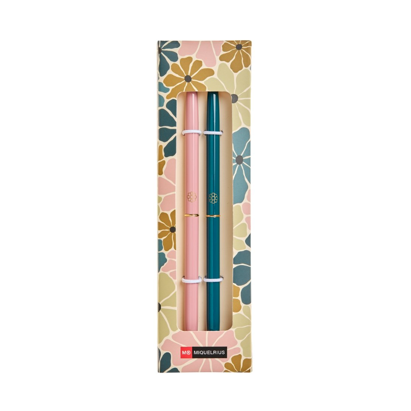 Conjunto 2 canetas metálicas finas Boho Essence