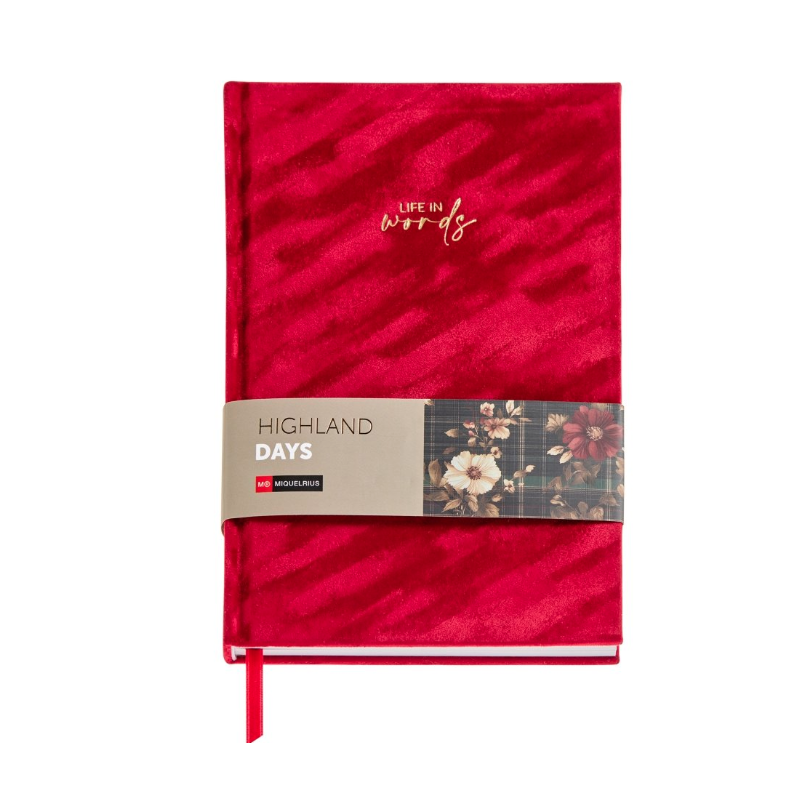 Notebook A5 de Veludo Vermelho Highland Days