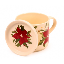Conjunto de caneca e tampa com base Natal Botânico