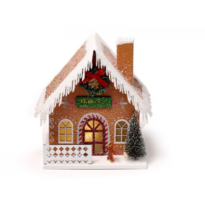 Decoração LED Padaria de Natal com pão de gengibre