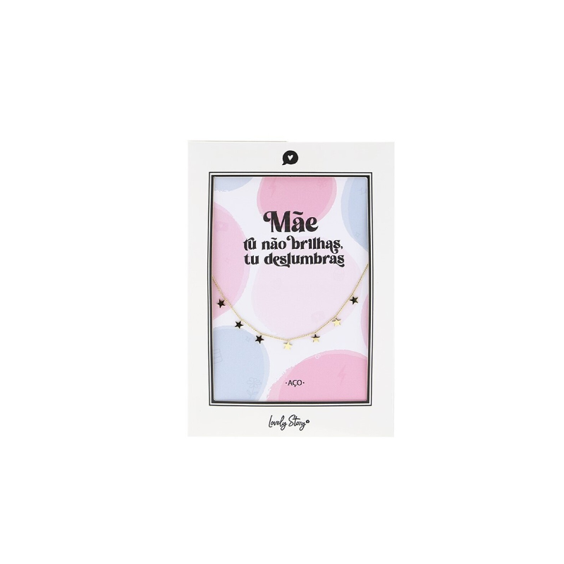 Colar Aço Dourado - Mãe tu não brilhas, tu deslumbras