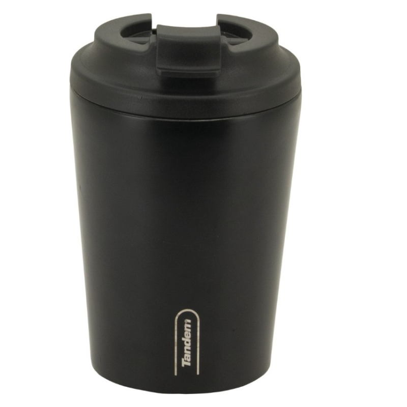 Copo preto metalizado térmico compacto de 350 ml