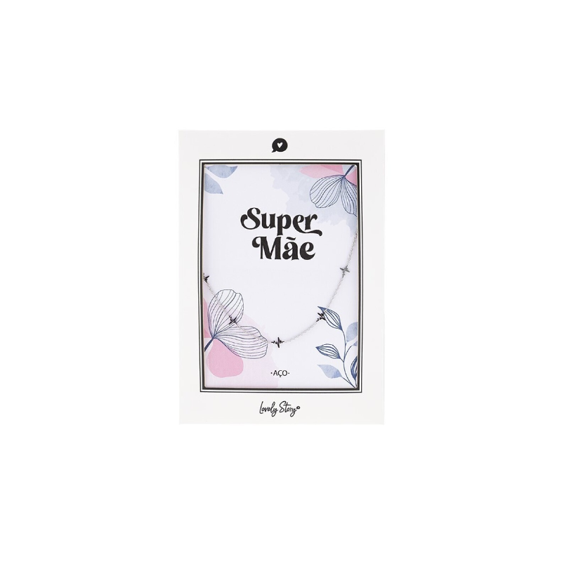 Colar Aço Prateado - Super Mãe