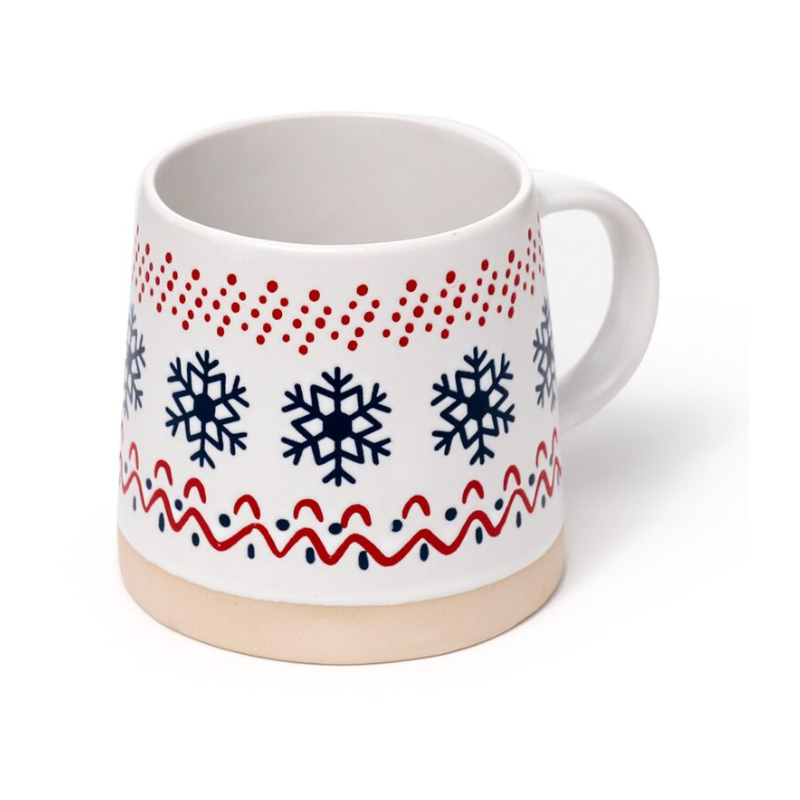 Caneca de grés com floco de neve