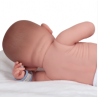 Boneco reborn tamanho real de menino, 38 cm, azul com bolinhas brancas.