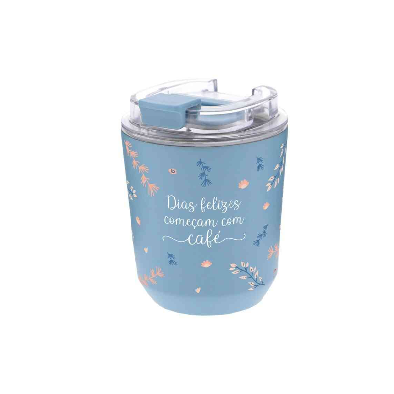 Copo térmico 280ml- Dias felizes começam com café