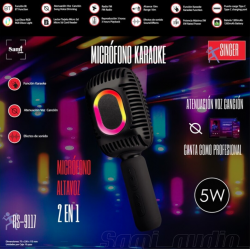 Microfone de karaokê Sami com efeitos de luz e som RGB