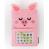 Caderno A5 de peluche com bolso e extras - Lazy porquinho