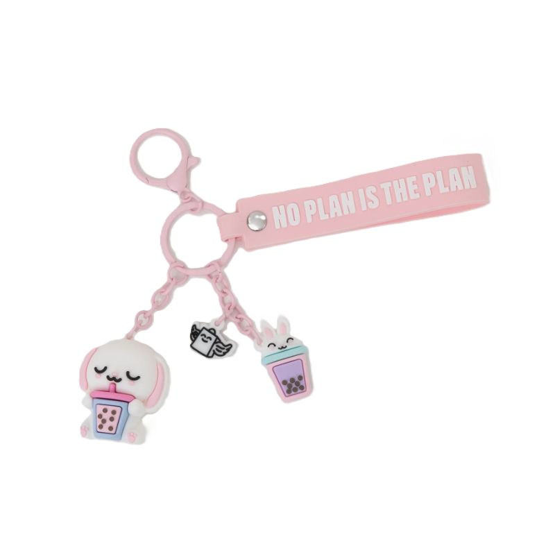 Porta-chaves com charms Lazy coelhinho - No plan is the plan