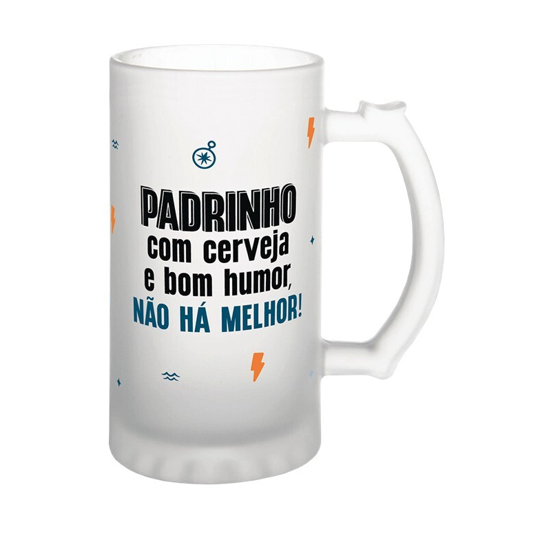 Caneca de cerveja- Padrinho c/ cerveja e bom humor não há melhor