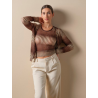 Conjunto top com casaco castanho Don Algodon