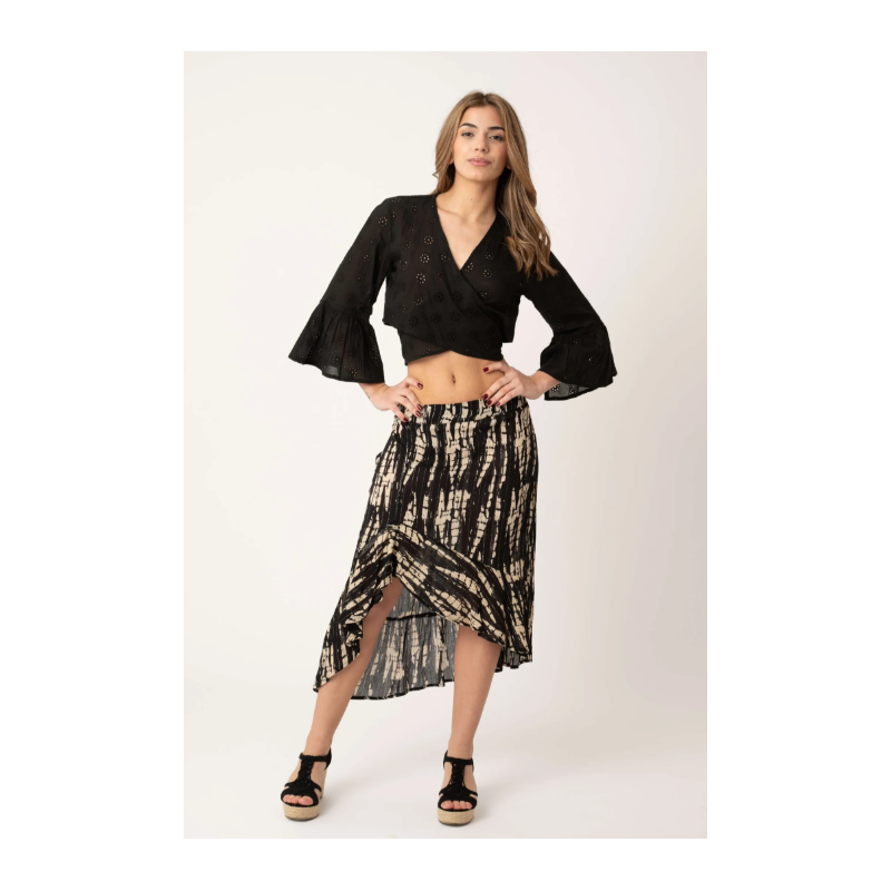 Saia midi Malena Lurex Preta- Makiara