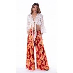 Calças vermelhas tie-dye da...