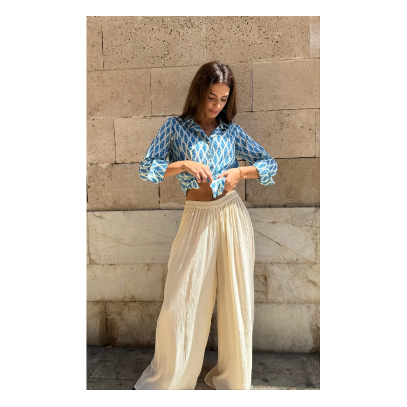 Calças crepe martelado Angelina- Makiara