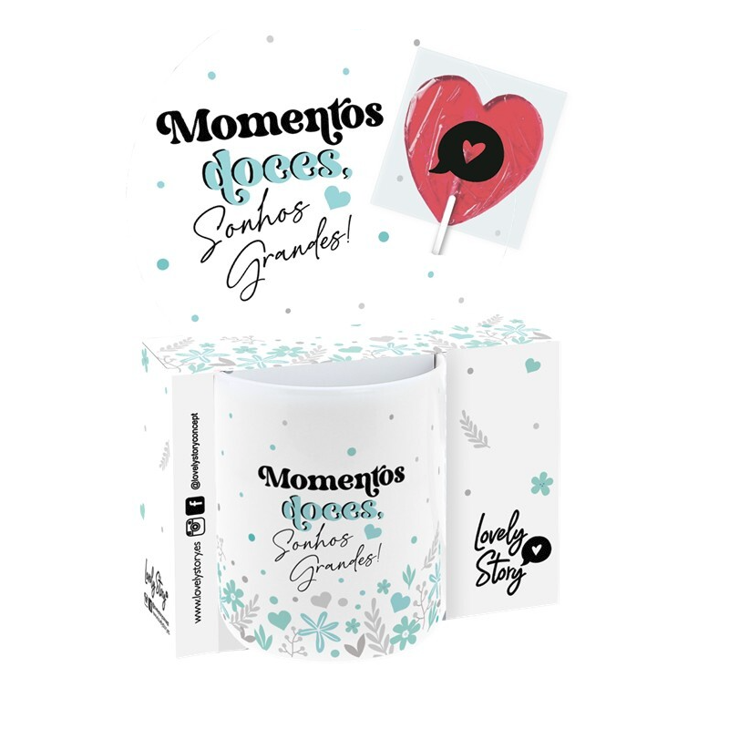 Caneca 330ml c/pirulita- Momentos doces, sonhos grandes!