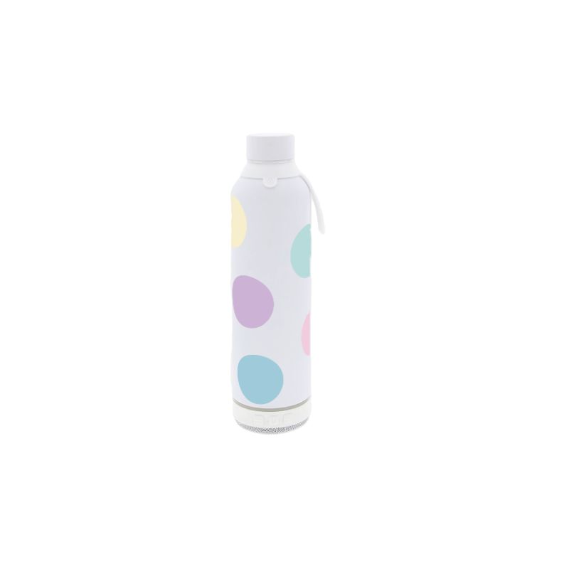 Garrafa térmica de aço inoxidável c/Coluna Bluetooth – Happy Dots | Aurea