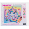 Arte de Cristal Unicórnio Kawaii com Corações Imagem de Diamante