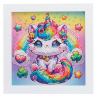 Arte de Cristal Unicórnio Kawaii com Corações Imagem de Diamante