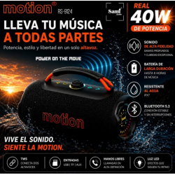 Coluna Multimídia Sem Fio Bluetooth Motion Sami 40W RS-9124 Preta