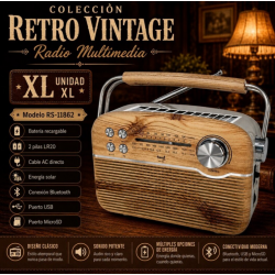 Rádio Vintage 3 bandas Madeira AC/Pilhas/Solar Sami RS-11862 Sami