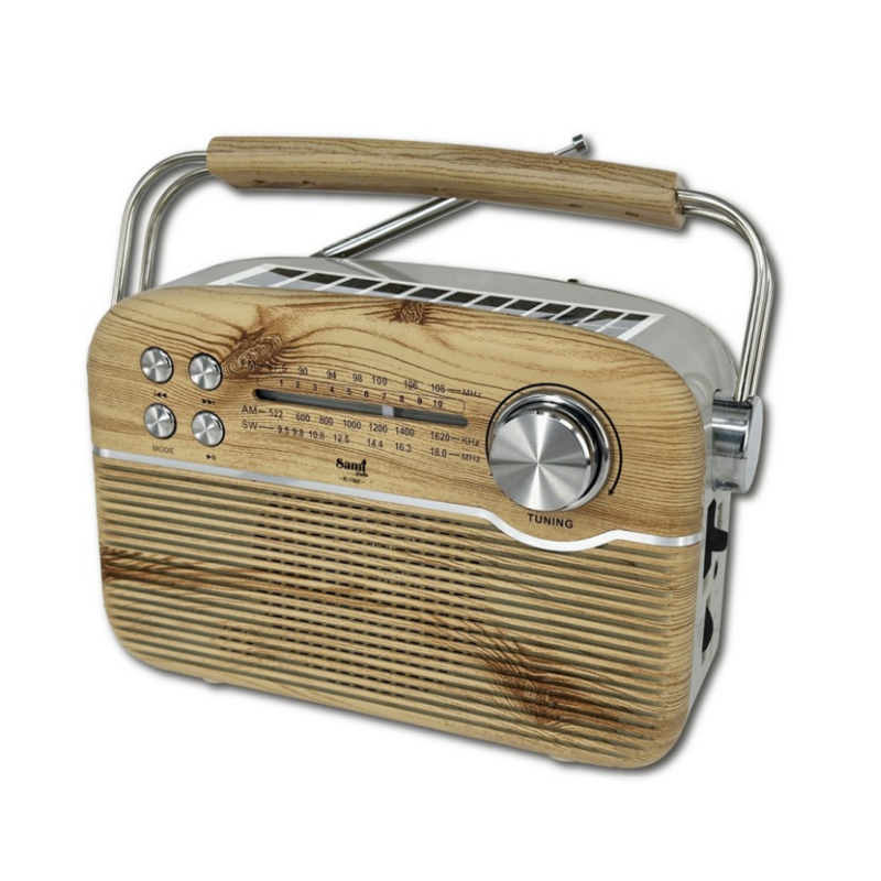 Rádio Vintage 3 bandas Madeira AC/Pilhas/Solar Sami RS-11862 Sami
