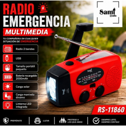 Radio Emergência 2 bandas bat/solar/dinamo Sami RS-11860