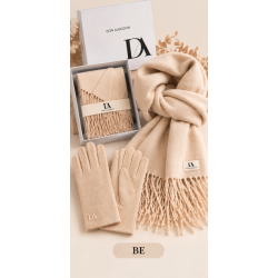 Conjunto Senhora Don Algodon de Cachecol e Luvas