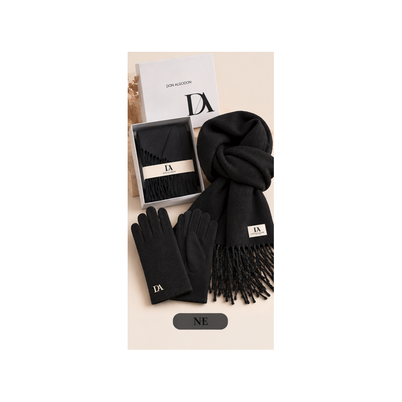 Conjunto Senhora Don Algodon de Cachecol e Luvas