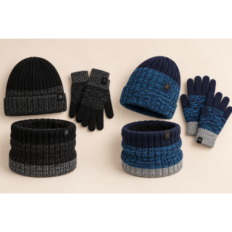 Conjunto Homem de Inverno Don Algodon com Gorro, Luvas e Gola
