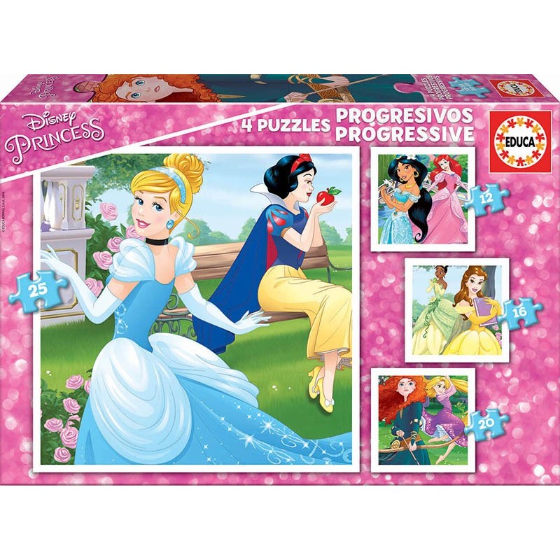 Puzzles Progressivos Princesas Disney 12+16+20+25