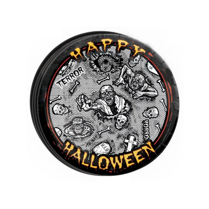 Pratos Zombies Happy Halloween - 8 unid.