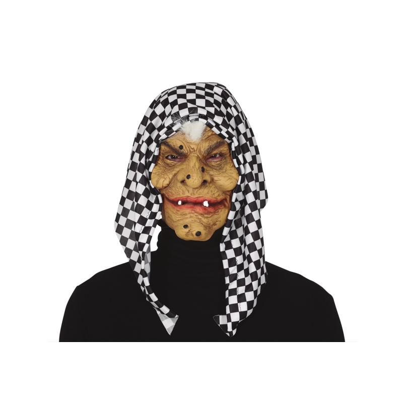 Máscara Bruxa com capuz Látex, Adulto