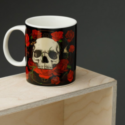 Caneca de Porcelana - Caveiras e Rosas