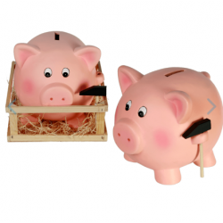 Mealheiro Porco de Cerâmica c/Martelo 21 cm